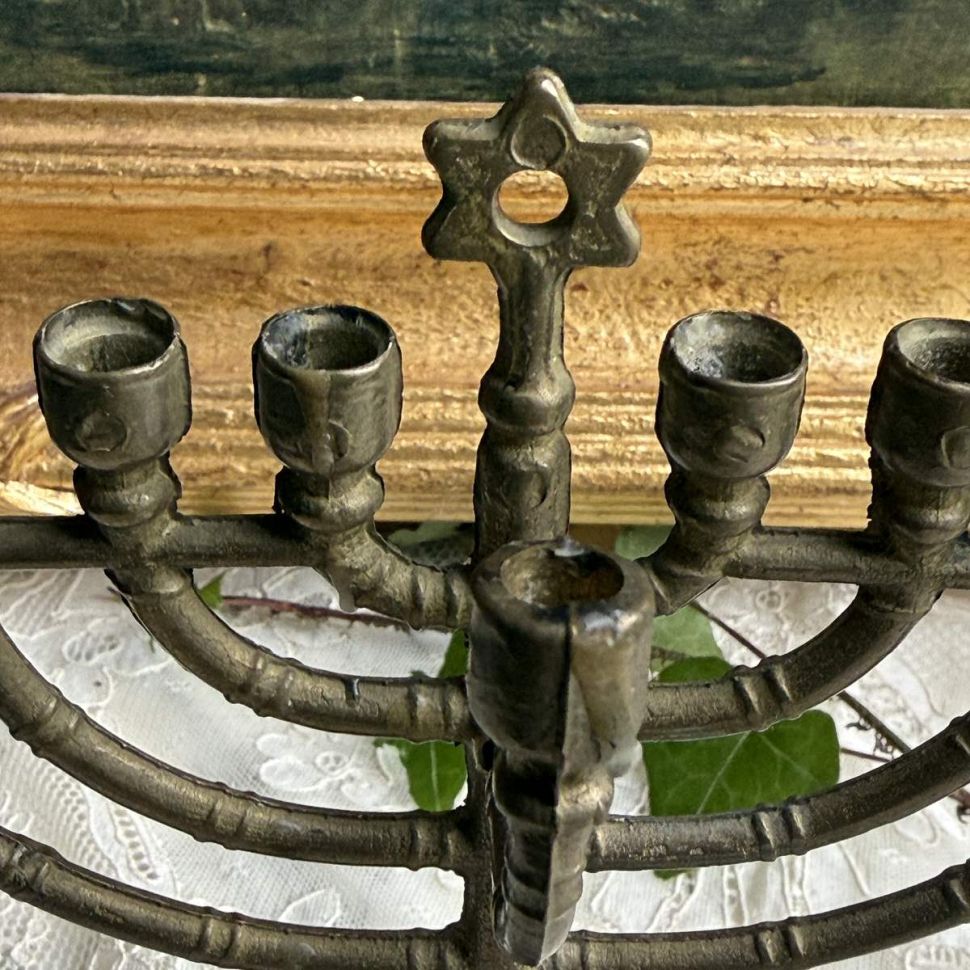 Менора для Хануки 18 см латунь 