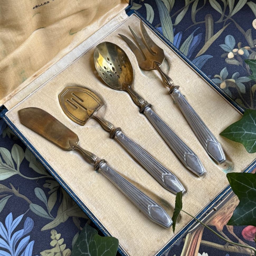 Набор сервировочный 4 предмета R. Defix серебрение золочение Франция 