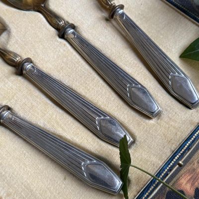 Набор сервировочный 4 предмета R. Defix серебрение золочение Франция 