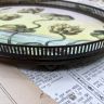 Поднос Лотос 33 см фарфор латунь ручная роспись 