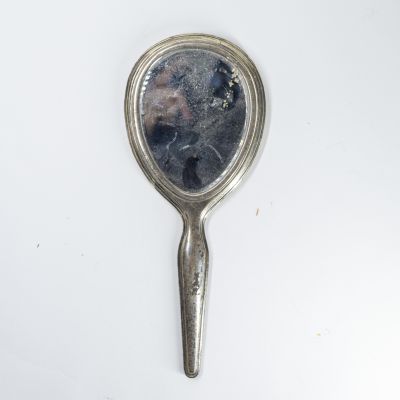 Зеркало с ручкой в мельхиоре без узора