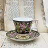 Кофейная пара черный Royal Albert Provincial Flowers Mayflower 140 мл Англия 