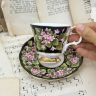Кофейная пара черный Royal Albert Provincial Flowers Mayflower 140 мл Англия 