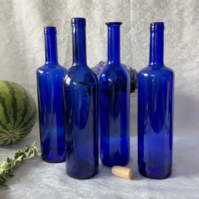 Бутылка 32 см стекло синее