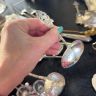 Ложка ситечко Цветы 14 см серебрение 