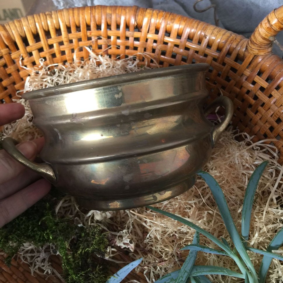 Кашпо ваза латунь с ручками