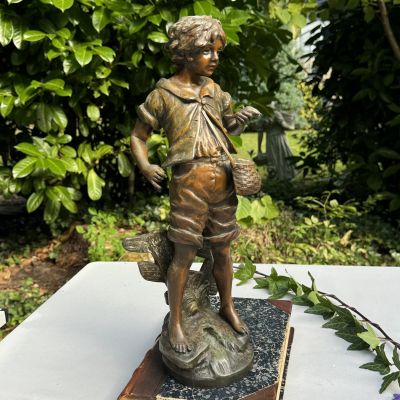 Статуэтка Скульптура Moreau Маленький рыбак 40 см бронза Франция