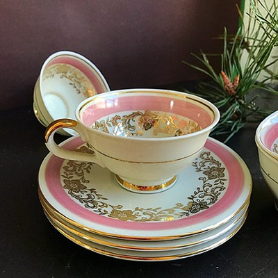 Кофейная пара нежно-розовое и золото