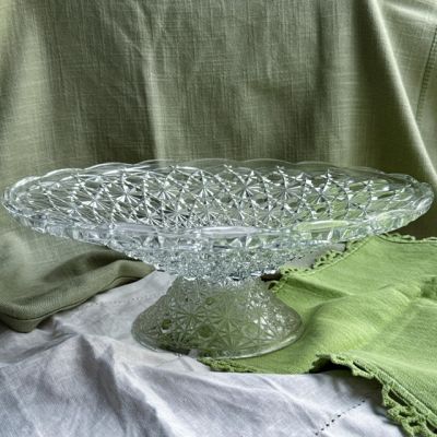 Блюдо фруктовница на ножке 33 см хрустальное стекло Франция