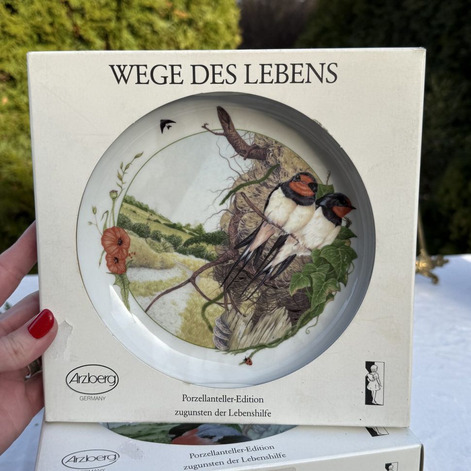 Тарелка Arzberg Birds of the Country Year Август 17 см фарфор Германия 