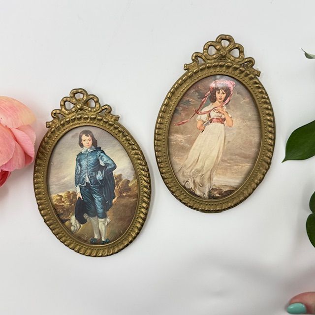 Рамки с картинками Девушка и Юноша набор 2 шт латунь Франция