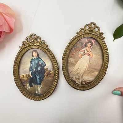 Рамки с картинками Девушка и Юноша набор 2 шт латунь Франция