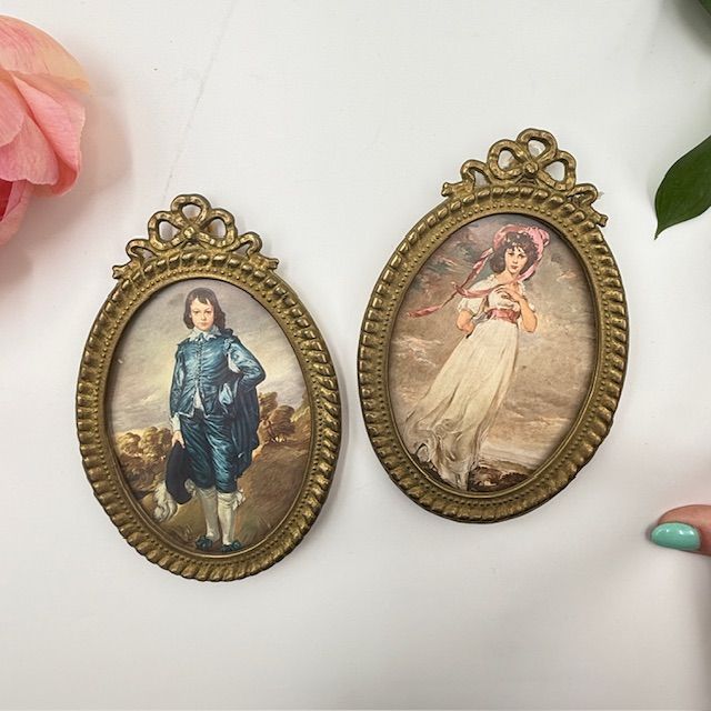Рамки с картинками Девушка и Юноша набор 2 шт латунь Франция