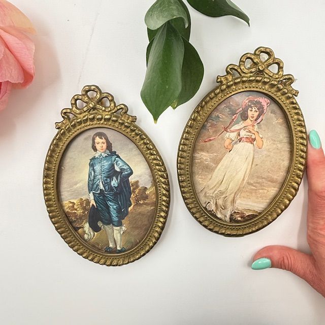 Рамки с картинками Девушка и Юноша набор 2 шт латунь Франция
