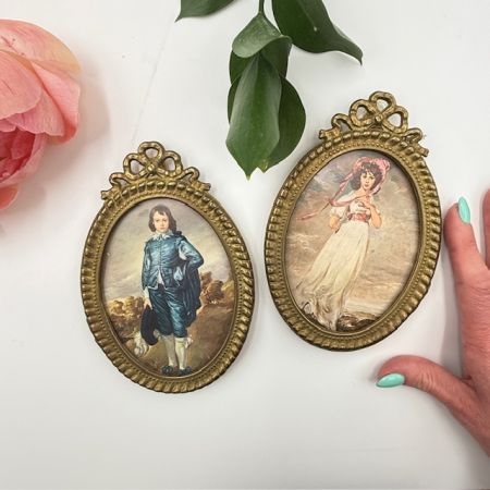 Рамки с картинками Девушка и Юноша набор 2 шт латунь Франция