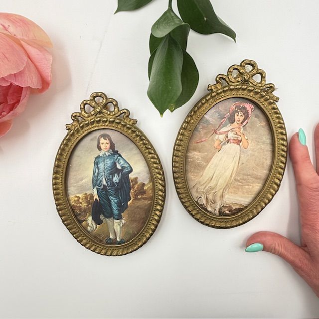 Рамки с картинками Девушка и Юноша набор 2 шт латунь Франция