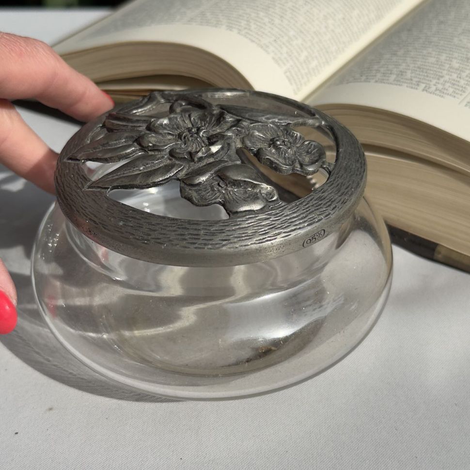 Роузбол 12 см стекло олово