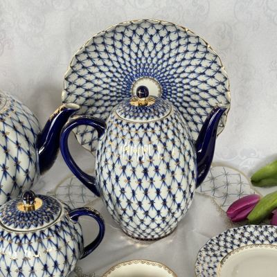 Кофейник 1,25 л ЛФЗ Кобальтовая сетка