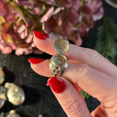 Кольцо локет перстень для яда серебро