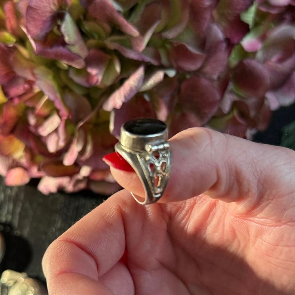 Кольцо локет перстень для яда серебро