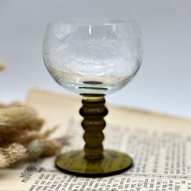 Бокал рёмер на зеленой ножке Виноград 170 мл хрусталь