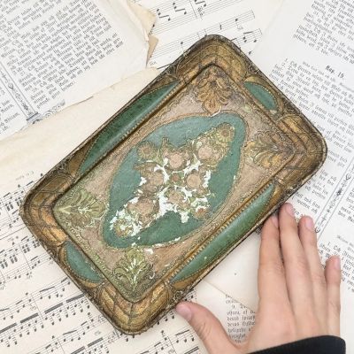 Поднос флорентийский 22х14 см дерево Италия