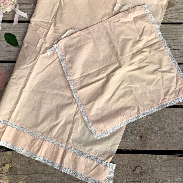 Наволочка и простыня для младенца, персиковый