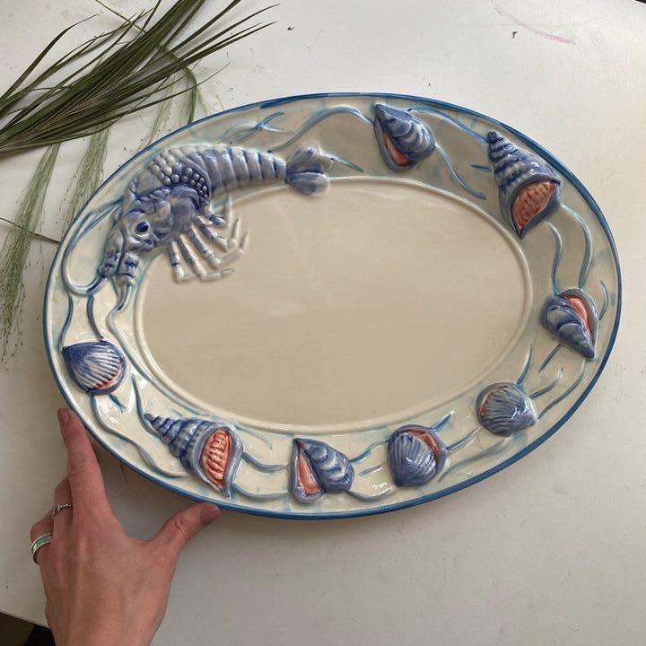 Блюдо сервировочное Омар и ракушки керамика