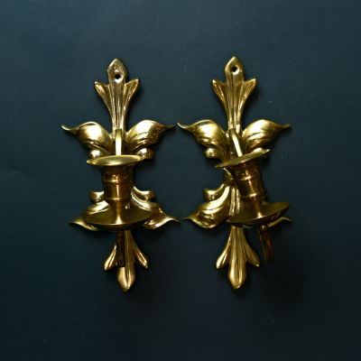 Подсвечник настенный Две лилии латунь