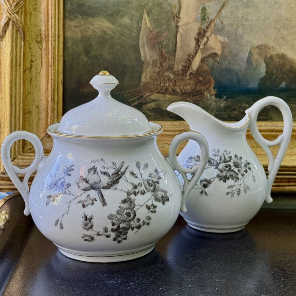 Сахарница и молочник Limoges фарфор Франция конец 19 века