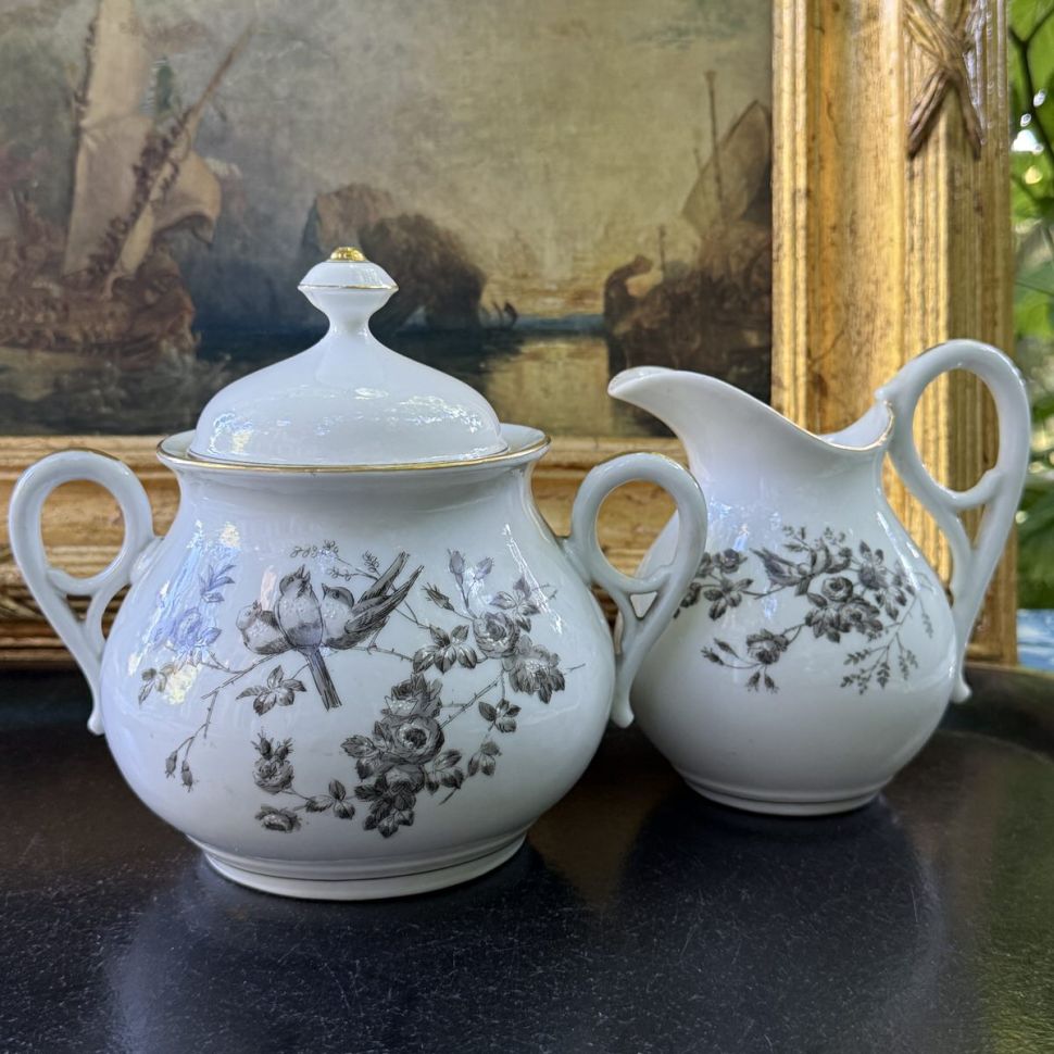 Сахарница и молочник Limoges фарфор Франция конец 19 века