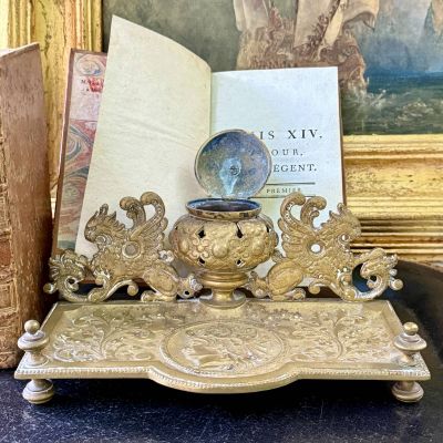 Чернильница Наполеон 3 латунь 22 см Франция 1850-е гг