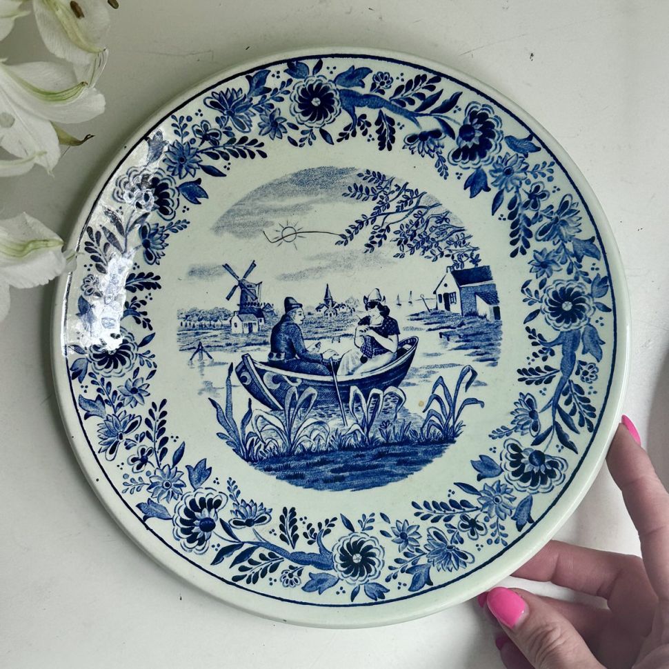 Тарелка Delft Boch В лодке 22 см керамика Голландия