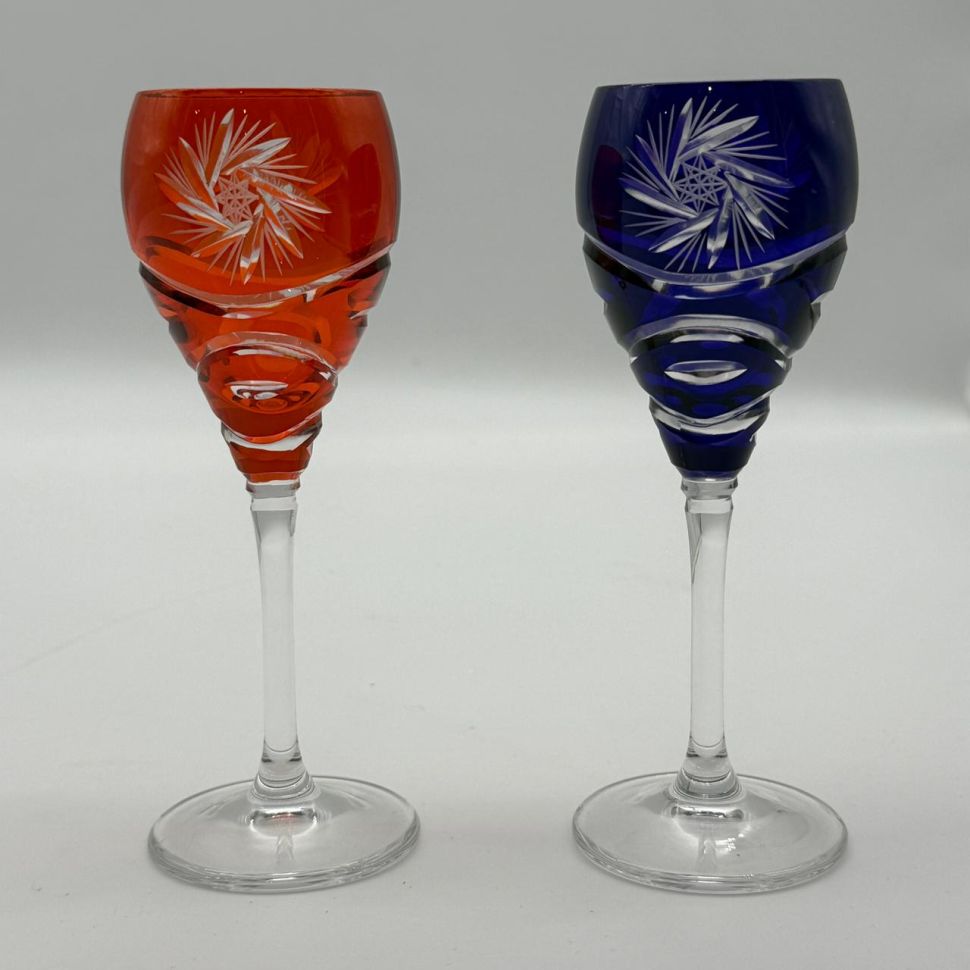 Рюмка набор 2 шт. 100 мл цветной хрусталь Германия