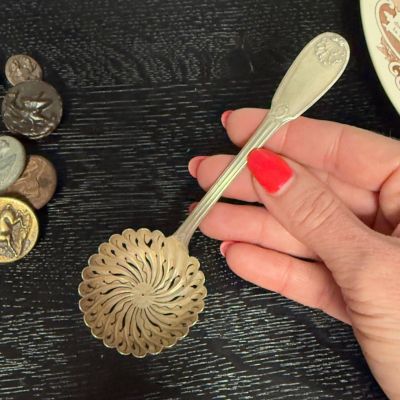 Ложка ситечко 14 см серебрение 