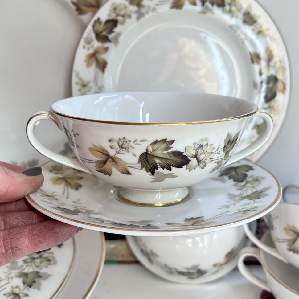 Бульонная пара Royal Doulton Larchmont Плющ 300 мл фарфор Англия   