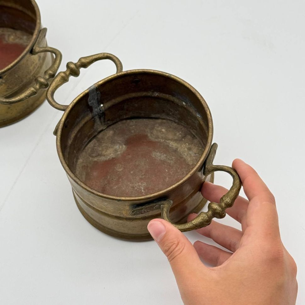 Кашпо с ручками 18.5 см латунь