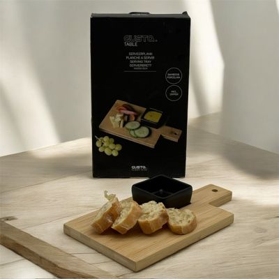 Доска сервировочная с миской для соуса Gusta Table 25 см бамбук фарфор