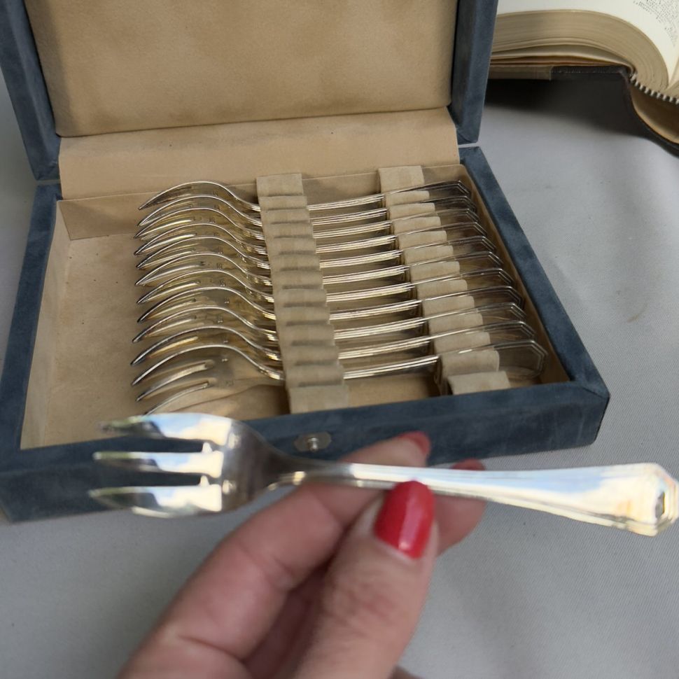 Вилка тризубец Christofle 15 см серебрение Франция