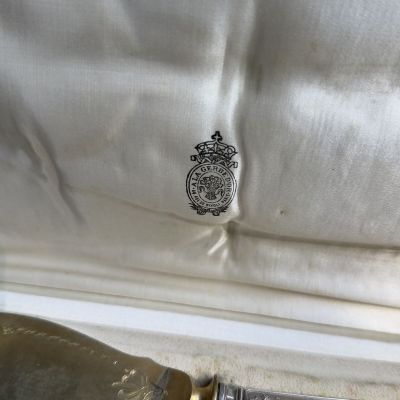 Набор для подачи мороженного и десерта серебро золочение Франция