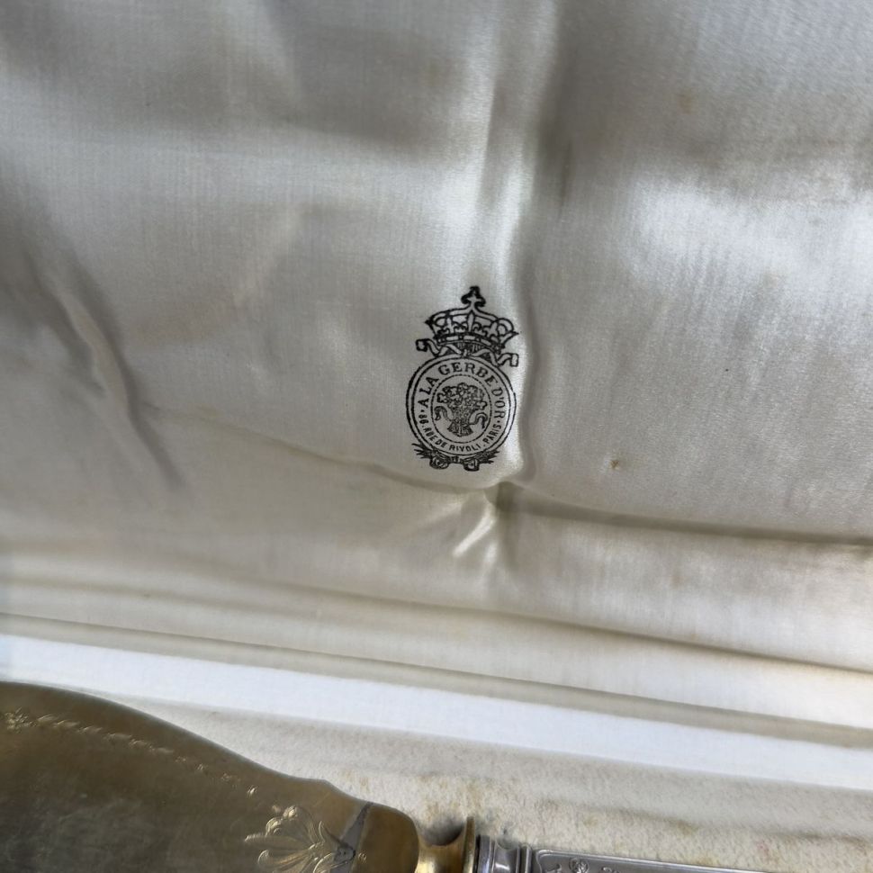 Набор для подачи мороженного и десерта серебро золочение Франция