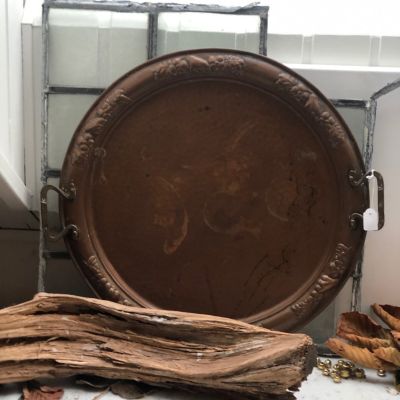 Поднос с ручками медь 41 см (есть следы окисления)