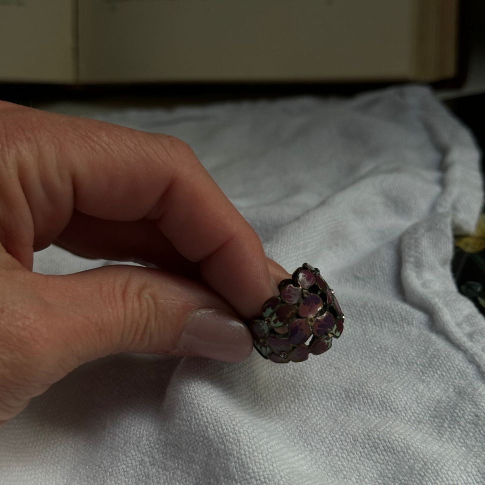 Перстень Цветы латунь эмаль цирконы