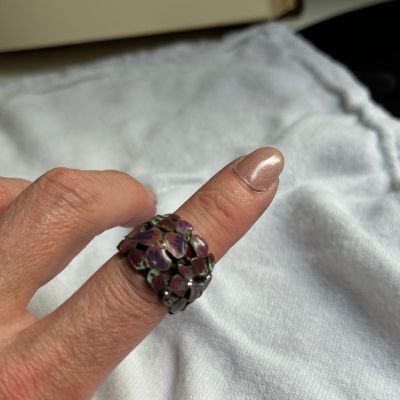 Перстень Цветы латунь эмаль цирконы