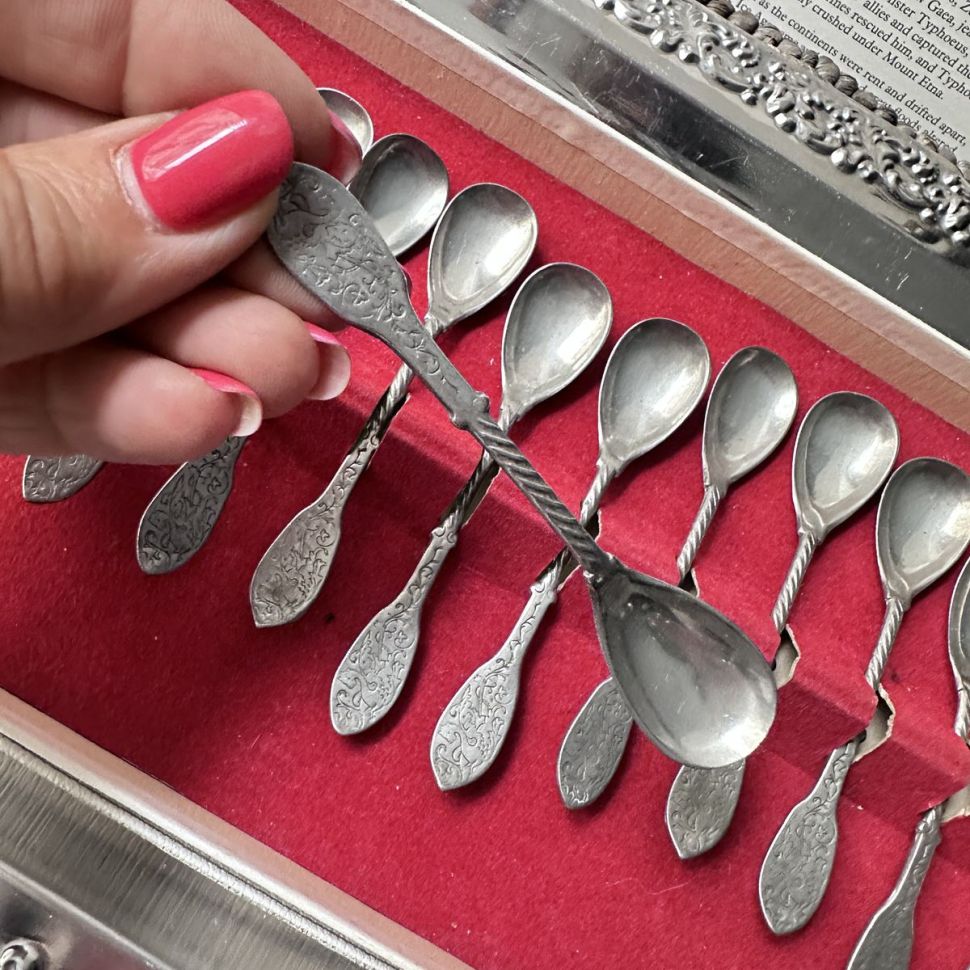 Ложка кофейная 10 см мельхиор гравировка