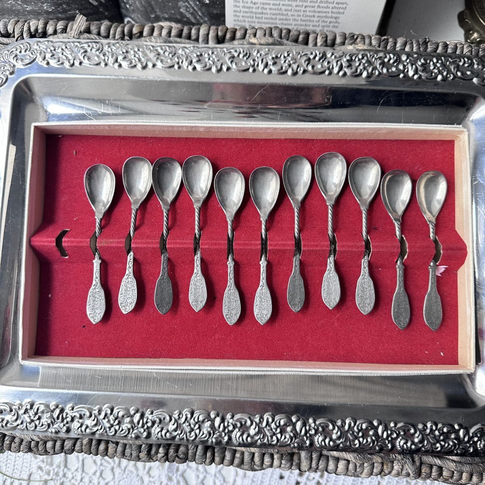 Ложка кофейная 10 см мельхиор гравировка