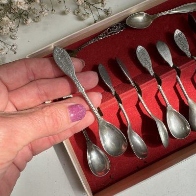 Ложка кофейная 10 см мельхиор гравировка