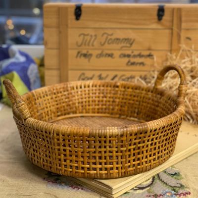 Корзина круглая с двумя ручками 36 см ротанг