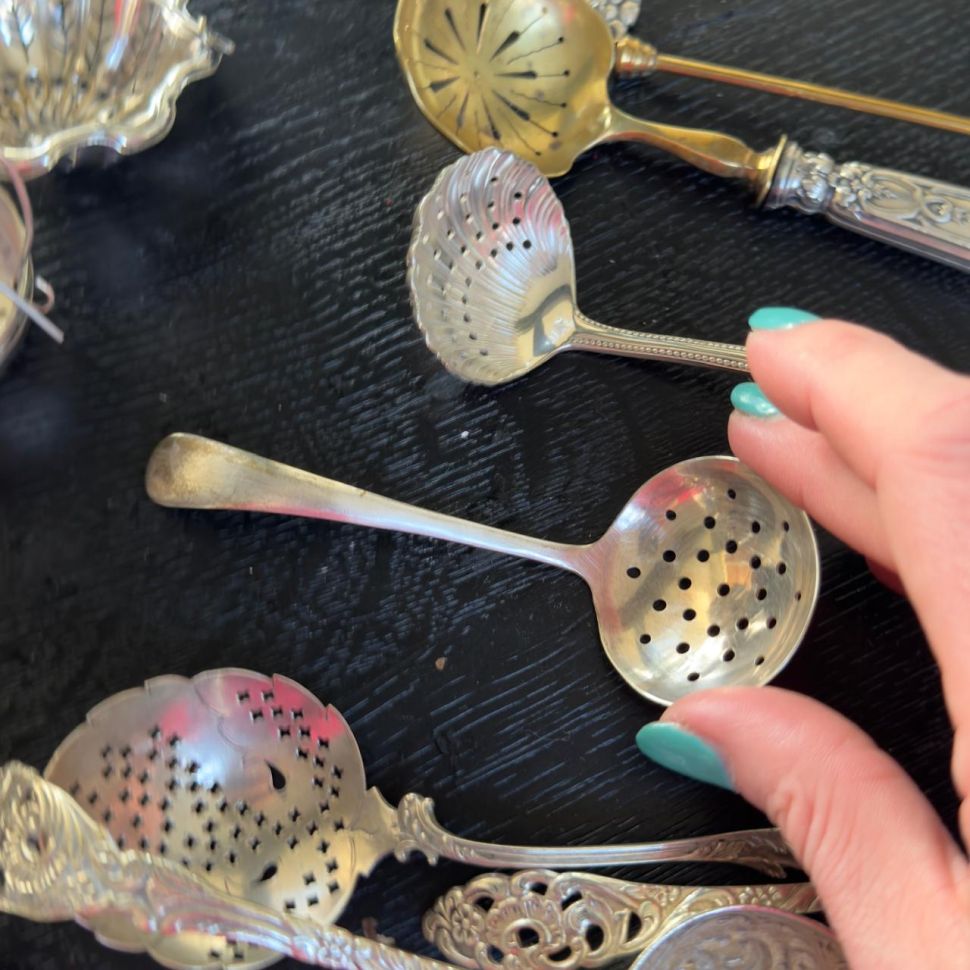 Ложка ситечко 12 см серебрение Англия