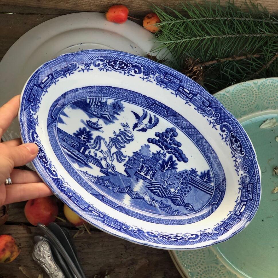 Салатник овал 27 см Шинуазри Gustafsberg Willow Швеция